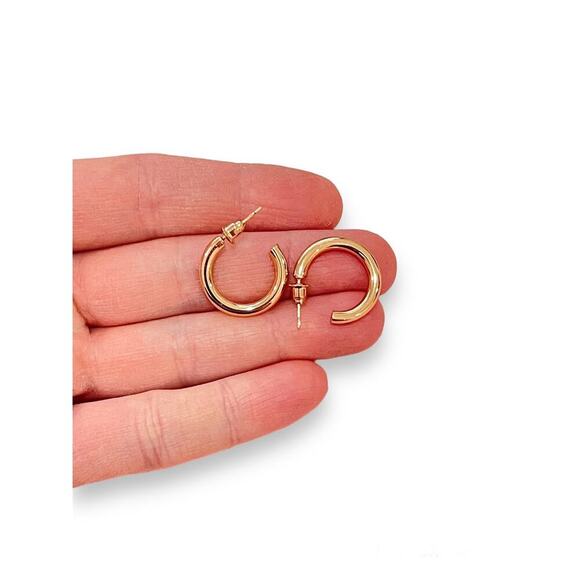 Rose Gold Plated Hoop Earrings 15mm - Picture 5 of 5